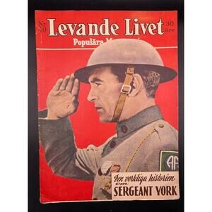RARE 1942 Gary Cooper Magazine Levande Livet Sergeant York Pride of the Yankees